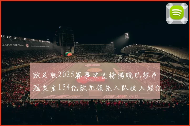 欧足联2025赛事奖金榜揭晓巴黎夺冠奖金154亿欧元领先八队收入超亿